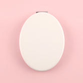 Stylish PU Eco-Friendly Leather with HD Glass Mirror, Silver Metal Frame, 62*85mm White Oval Cosmetic Mirror, Suitable for Both Gifts and Personal Use